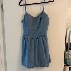 Blue Denim Spaghetti Strap Dress